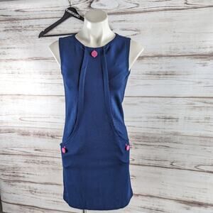 Francis Brigitte Jumper Dress Navy Blue with Pink Contrast Sz 2
